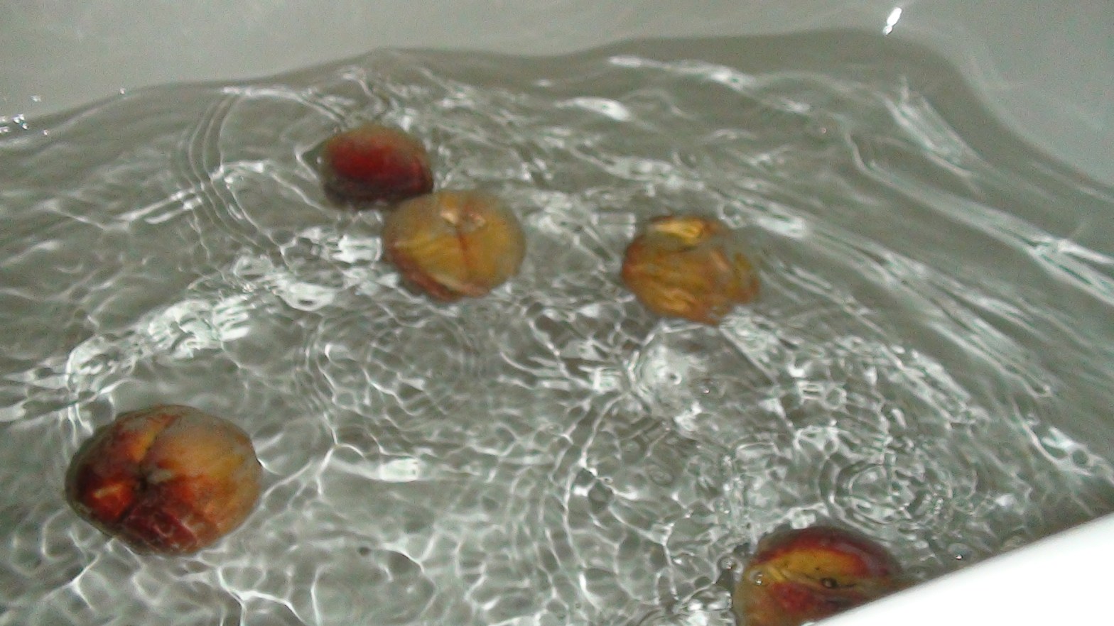 Peaches float in strange waters