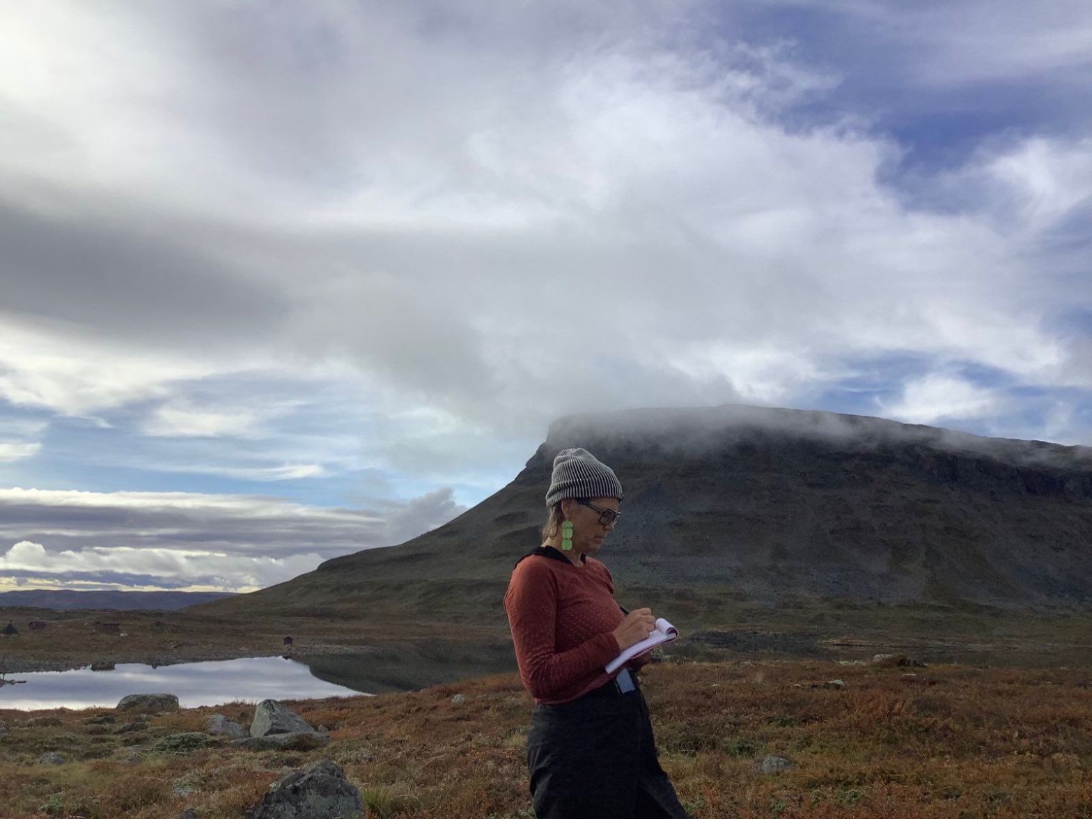 Astrida taking field notes. Photo by Antye Greie-Ripatti.
